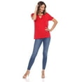 thumbnail image 4 of White Mark Women's Keyhole Neck Cutout Short Sleeve Top, 4 of 6