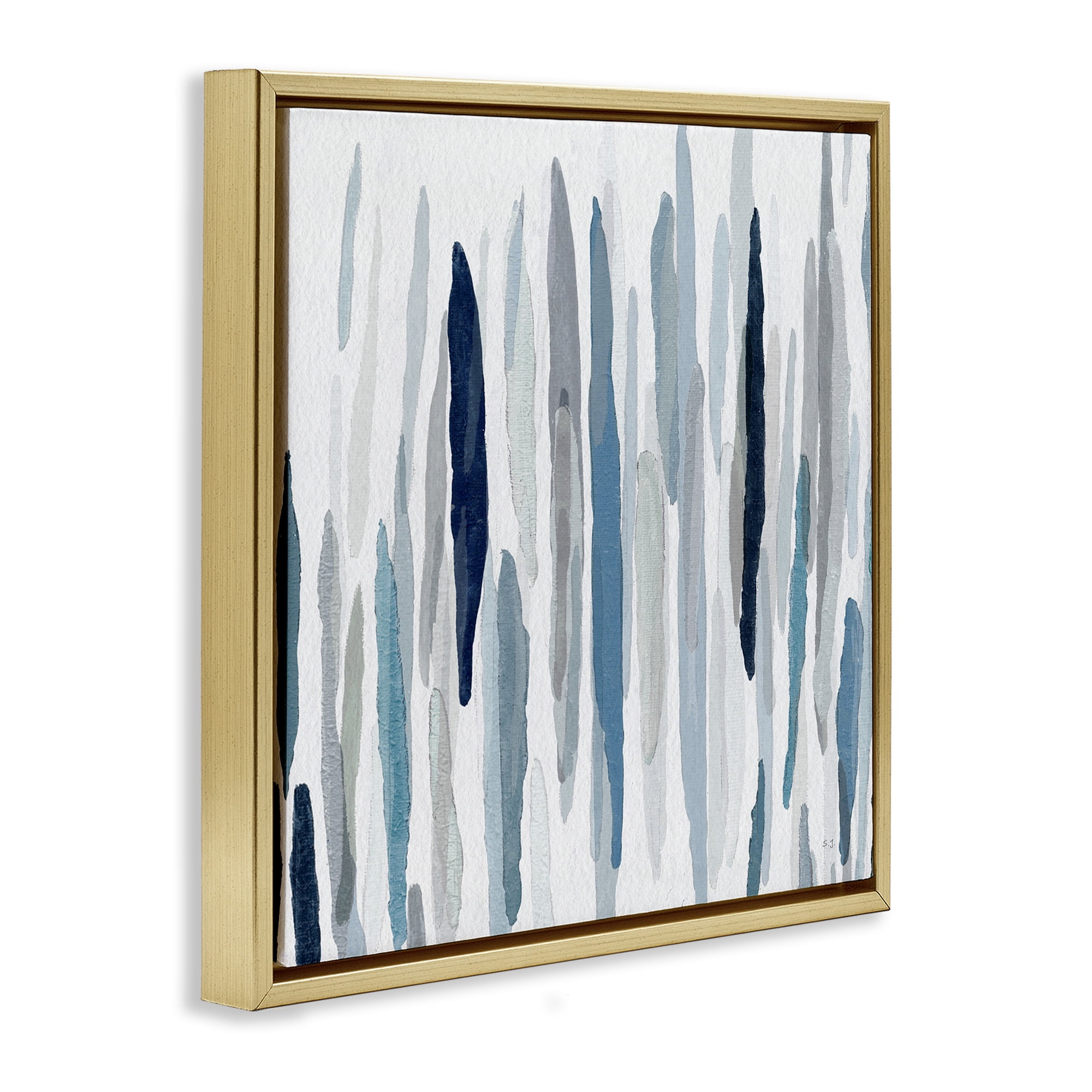 Stupell Industries Abstract Rain Pattern Strokes Abstract Painting Gold Floater Framed Canvas Art Print Wall Art, 25 x 25
