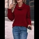 thumbnail image 5 of Suéter Tipo Túnica de Cuello Alto para Mujer, de Larga, de Punto Acanalado, Cómodo, Holgado, Informal, para Otoño Vino Tinto L, 5 of 7