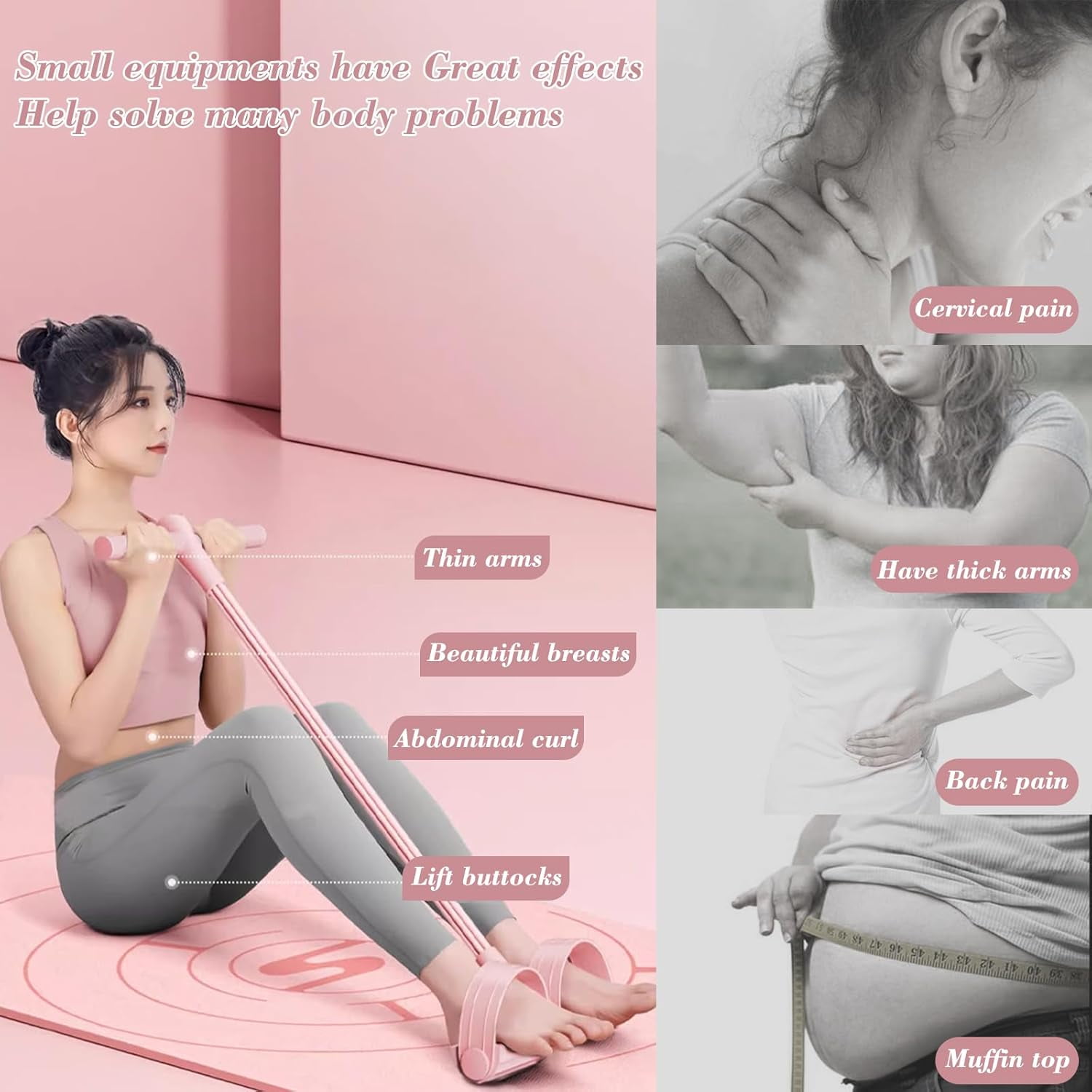 JJEAN-6-Tube Pedal Puller Resistance Rope,Foot Pedal Resistance Band,Yoga Elastic Exercise Bands, for Women Jump Fitness, Abdomen/Arm Weight/Waist/Leg Stretching Slimming Training