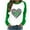 Green-2, variant on Aofany St Patricks Day Shirt for women Spring Patchwork St. Patrick's Day Printed Long Sleeves Round Neck Casual Tee Tops