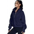 thumbnail image 2 of Womens Sweatshirts Half Zip Cropped Pullover Fleece Quarter Zipper Hoodies Fall outfits Clothes Thumb Hole, 2 of 12