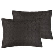 FLXXIE Quilted Pillow Shams Ultra Soft and Warm Pillowcases Set of 2 (Standard, Chocolate)