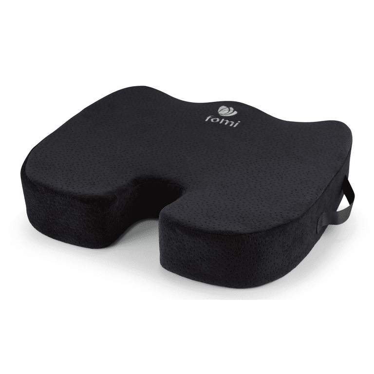 Extra Thick Coccyx Orthopedic Memory Foam Seat Cushion by FOMI Care Black Large Cushion For Car or Truck Seat Office Chair Wheelchair Back Pain