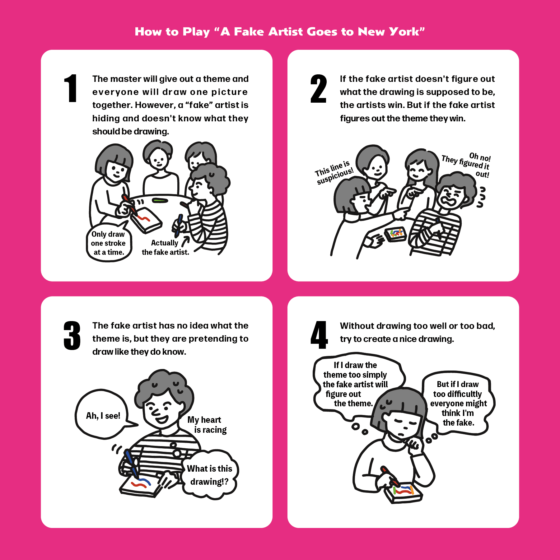 Oink Games A Fake Artist Goes to New York - Japanese Social Deduction Party Game for Families & Adults, Creative Bluffing, Hidden Roles, 5-10 Players, Ages 8+