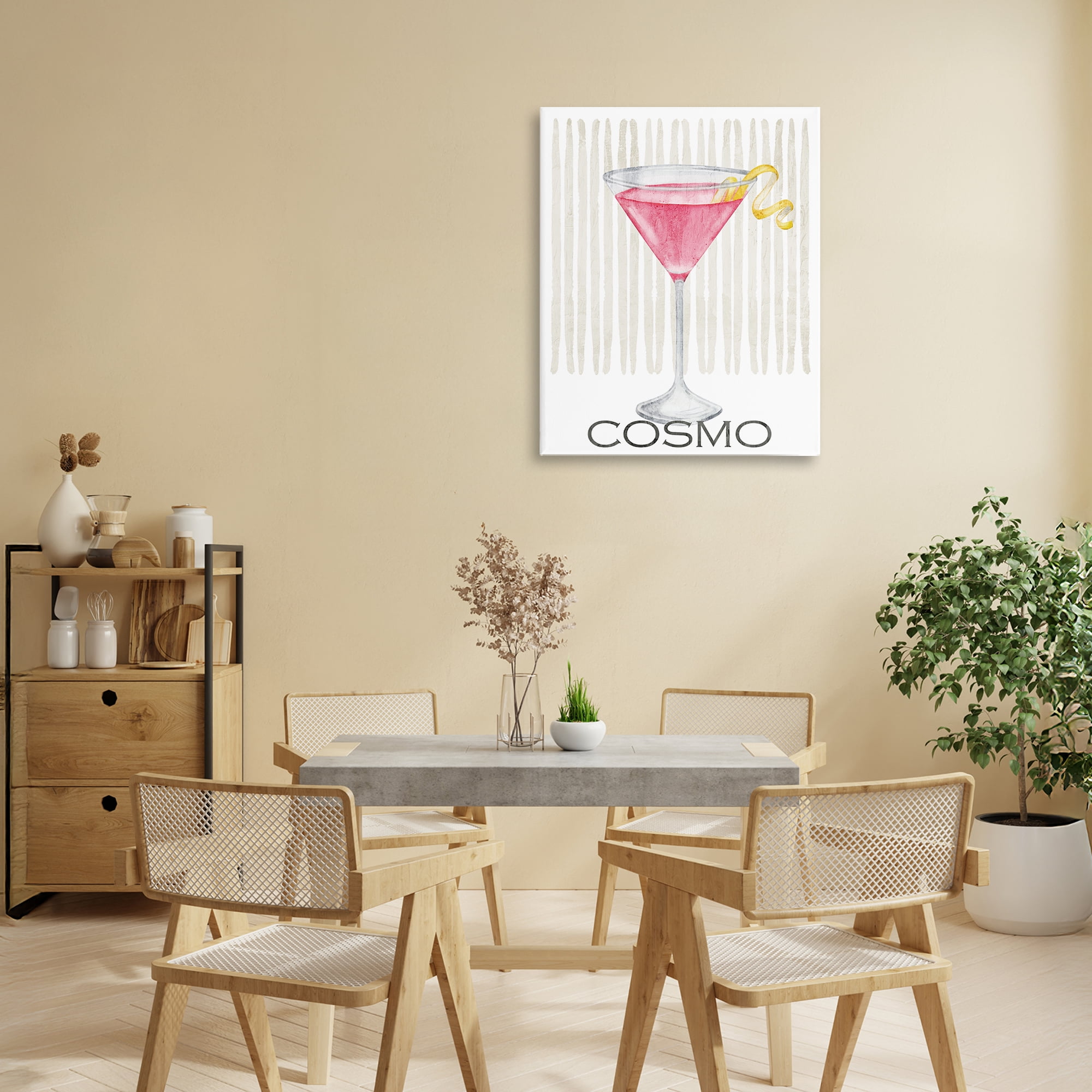 Stupell Industries Pink Cosmo on Stripes Canvas Wall Art, design by Kim Allen