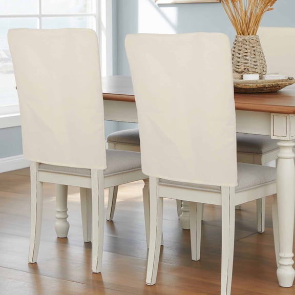 Cream Chair Back Covers, Farmhouse Solid Color Minimalist Modern Removable Chair Covers for Dining Chairs Set of 4, Washable Chairs Slipcovers Back Seat Protector for Wedding Party 19"x20"
