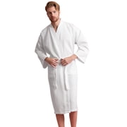 Men's Waffle Spa Bathrobe - Long, Lightweight, Absorbent