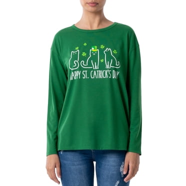 Way To Celebrate Women's St. Patrick’s Graphic Tee with Long Sleeves, Sizes S-XXXL