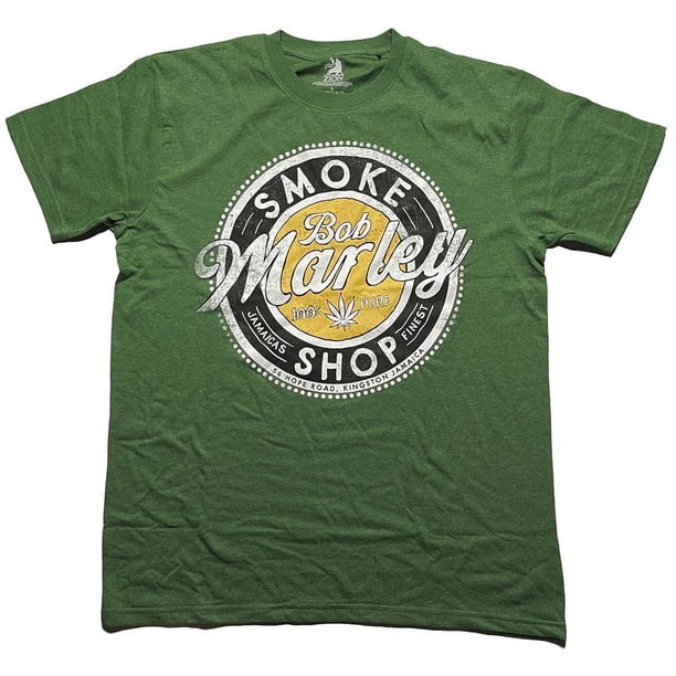 Bob Marley - Camiseta Smoke Shop de Algodón para Adultos Unisex (Verde)