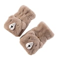 thumbnail image 2 of GROFRY 1Pair Women Gloves Double-layers Thickened Cartoon Bear Decor Half Finger Flip Fuzzy Keep Warm Faux Rabbit Fur Autumn Winter Women Plush Writing Mittens for Outdoor, 2 of 8