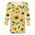 thumbnail image 2 of Towmus Women's 3/4 Sleeve Summer Tops Plus Size T Shirts Loose Fit Crew Neck Casual Tops Summer Sunflower Print Shirts Elbow Length Graphic Tees, 2 of 4