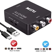 AV to HDMI Converter,AV to HDMI Converter, 1080P Mini Composite CVBS AV to HDMI Video Audio Converter Supporting PAL/NTSC for PC Laptop Xbox Wii PS2 PS3 TV STB VHS VCR Camera DVD