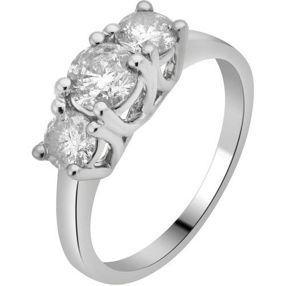 Arista 2 ct Round Cut White Diamond 3-Stone Ring 14K White Gold (H-I, I2-I3) - image 3 of 6