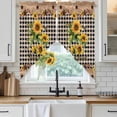 thumbnail image 4 of Sunflower Plaid Kitchen Window Curtains, Swag Curtains Valance for Bedroom Living Room Bathroom, Country Sunshine Star Vintage Bee Black Rod Pocket Window Curtain Block Drapes 2 Panels 36"x63", 4 of 9