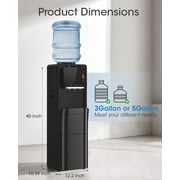 UrbanSync Top Loading Water Cooler Dispenser with Ice Maker, for 3 or 5 Gallon Bottle, Ice/Hot/Room/Cold, with Child Lock & Energy-efficient, Black