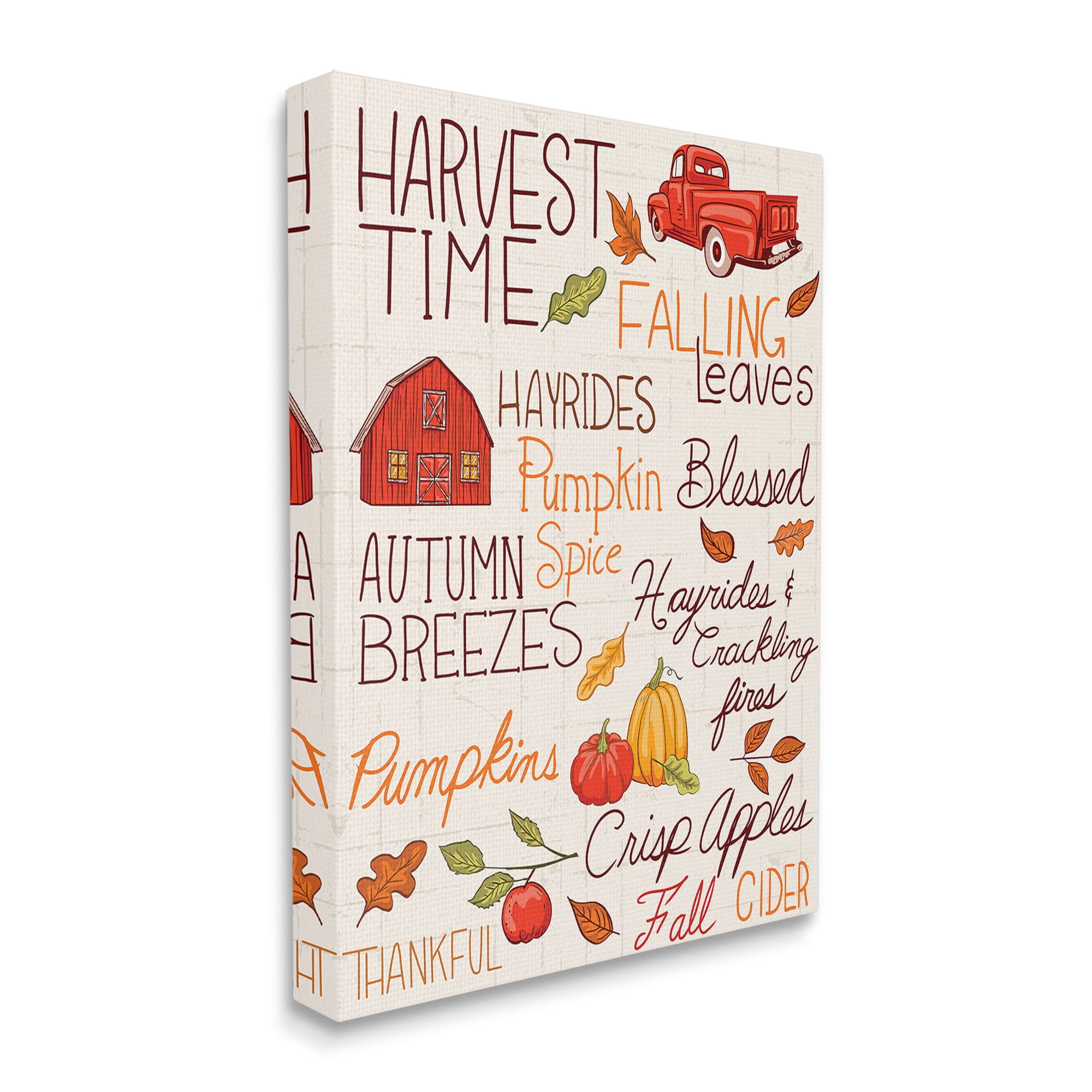 Stupell Industries Harvest Time Phrases Holiday Painting Gallery Wrapped Canvas Art Print Wall Art, 30 x 40