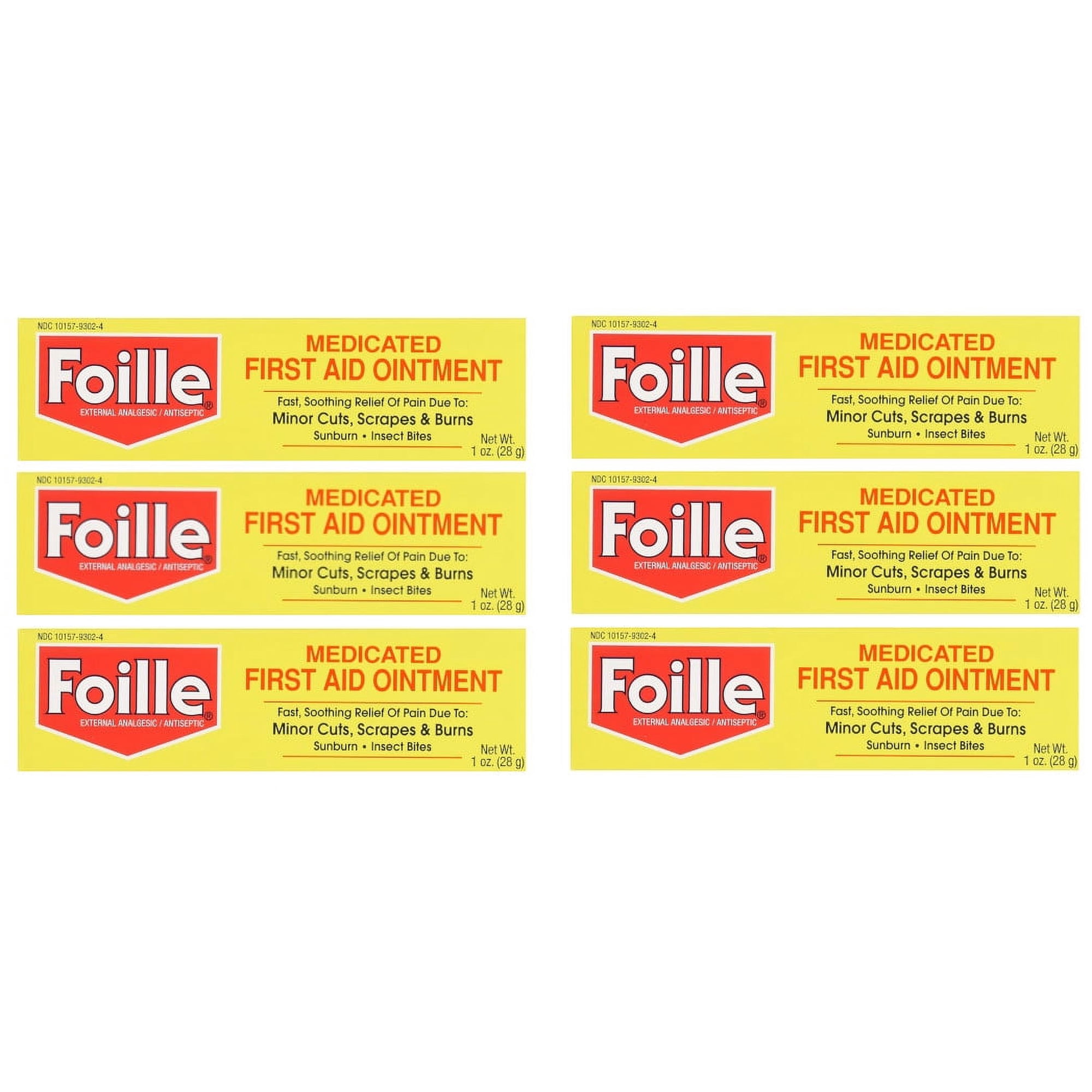 6 Pack - Foille Medicated First Aid Ointment with Benzocaine 5.0% Tube - 1 Oz
