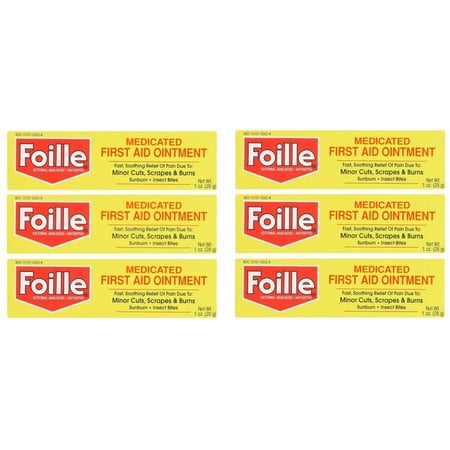 6 Pack - Foille Medicated First Aid Ointment with Benzocaine 5.0% Tube - 1 Oz