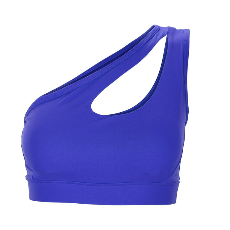 Womens Tank Tops Women's Sports Underwear One Shoulder Vacuous Vest  Gathered Running Sports Back Bra Camisole for Women Blue L 
