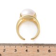 thumbnail image 4 of Rack Plating Brass Open Cuff Rings with Plastic Pearl Beads Long-Lasting Plated Cadmium Free & Lead Free Half Round Real 18K Gold Plated Adjustable, 4 of 5