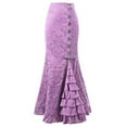 thumbnail image 1 of Falda larga retro con volantes y corte en forma de cola de pez para mujer - Diseño vintage ajustado - Tejido de poliéster - Tallas S-XXL, 1 of 2