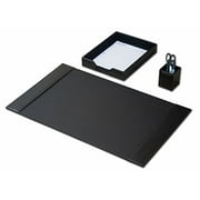 Dacasso Leather 3 Piece Econo-Line Desk Set, Black