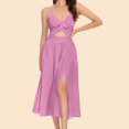 thumbnail image 3 of Vestido Vestido midi ajustado con abertura lateral y espalda descubierta, traje ajustado (púrpura L) Cgtredaw Púrpura T L para Mujer, 3 of 6