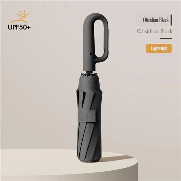 Large Folding Umbrella, Automatic Open Close Black Coated Windproof Umbrella for Sun, Rain and Travel