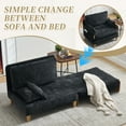 thumbnail image 3 of Newest Mid-Century Modern Convertible Sofa Bed, 3-in-1 Foldable Sleeper with 3 Pillows and Side Pockets,Black, 3 of 8