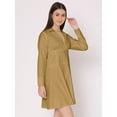 thumbnail image 2 of HERE&NOW Women's Solid Drop Shoulder Dress Plicated Detail Long Sleeves Satin Chic Summer Party Wear Dress, 2 of 7