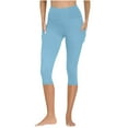 thumbnail image 5 of QATAINLAV High Waisted Capri Leggings for Women with Pockets Running Cycling Workout Soft Cropped Yoga Pants Casual Tummy Control Stretchy Tight Capris Light Blue L Prime Sales, 5 of 10