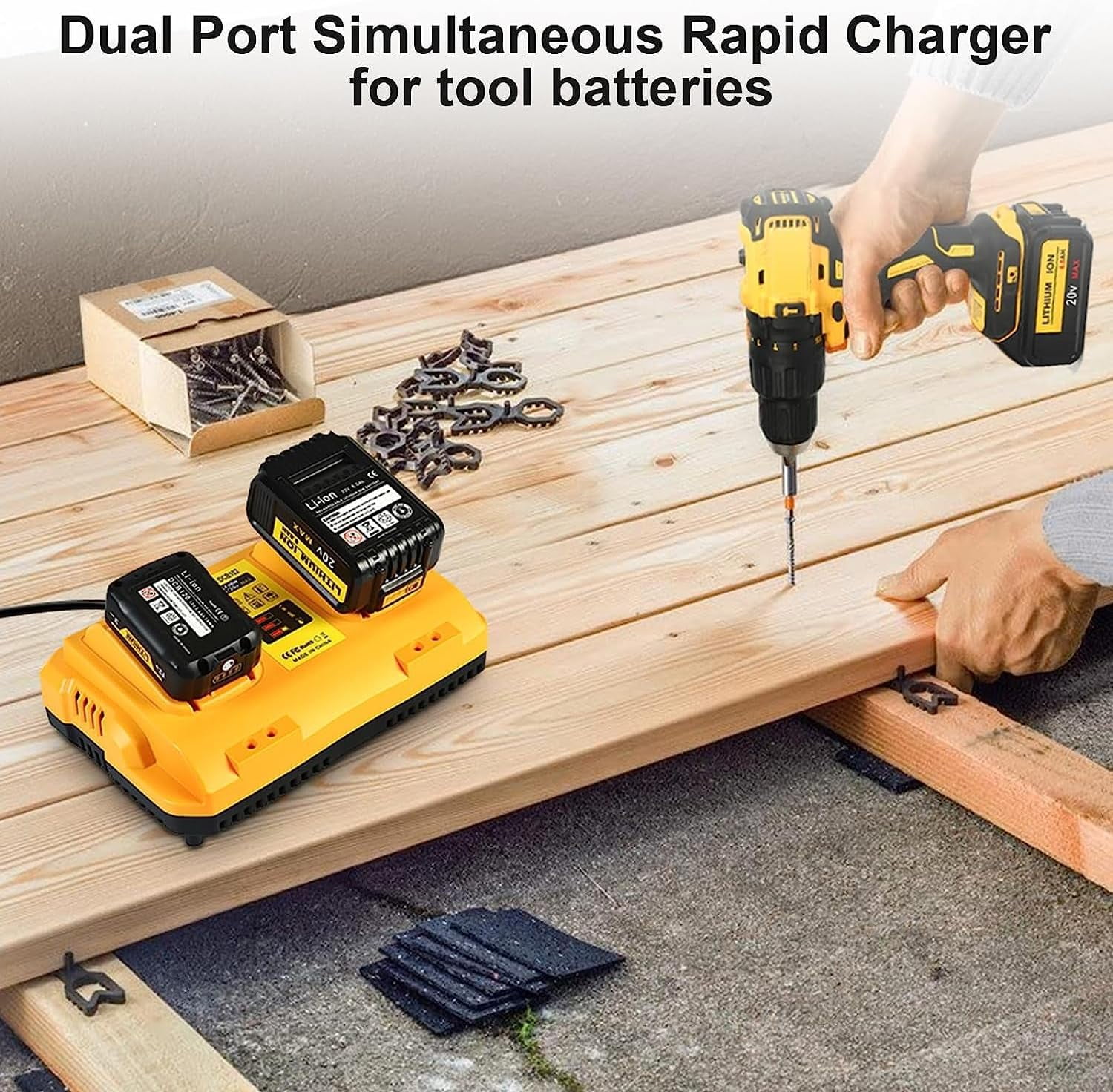 SUNBAT DCB102 Replacement for DeWalt Battery Charger Station Compatible with Dewalt 12V/20V Battery Charger Work with Dewalt 20V Battery and Tools