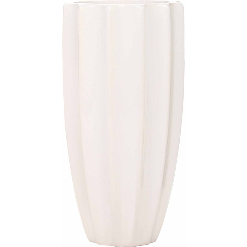 Mainstays Ribbed Ceramic Vase, White