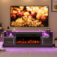 thumbnail image 2 of Waleaf Fireplace TV Stand with 36" White Electric Fireplace for TVs Up to 80",70" Modern Wood Media TV Console with Fireplace for Living Room, 2 of 7