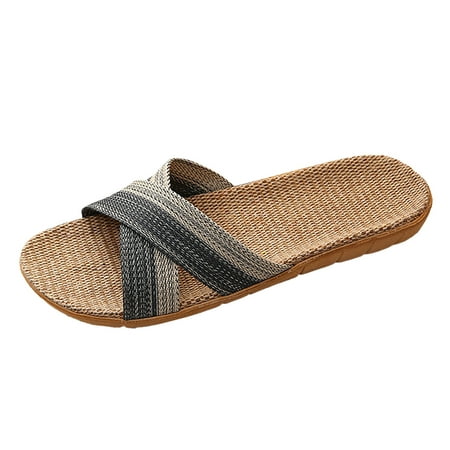 

Mens Leather House Slippers 9 Cat Slippers for Men Indoor Linen Four Seasons Couples Men s Indoor And Home Nonslip Floor Slippers