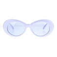 thumbnail image 2 of Womens Thick White Plastic Oval Feminine Retro Sunglasses Blue, 2 of 4