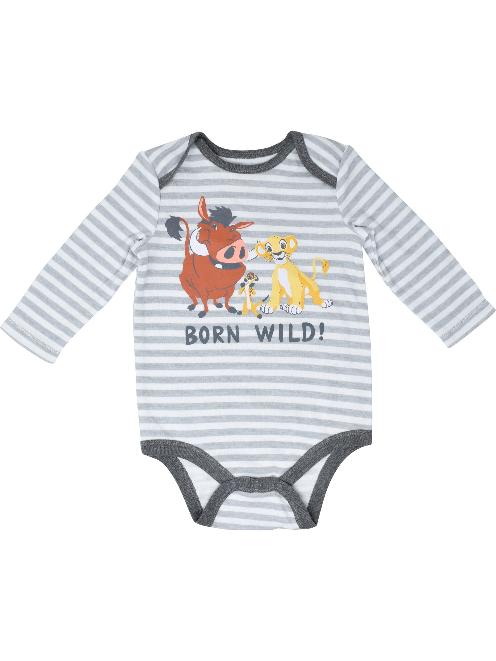 Disney Lion King Simba Timon Pumbaa Newborn Baby Boys 3 Pack Bodysuits Newborn to Infant