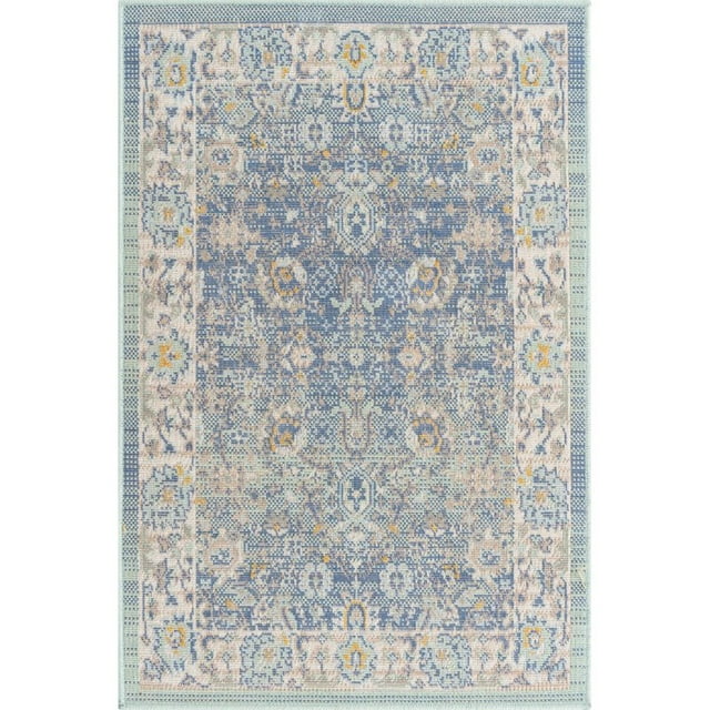 Unique Loom Whitney Vintage Border Rug 2' 2 x 3' Rectangle French Blue/Ivory
