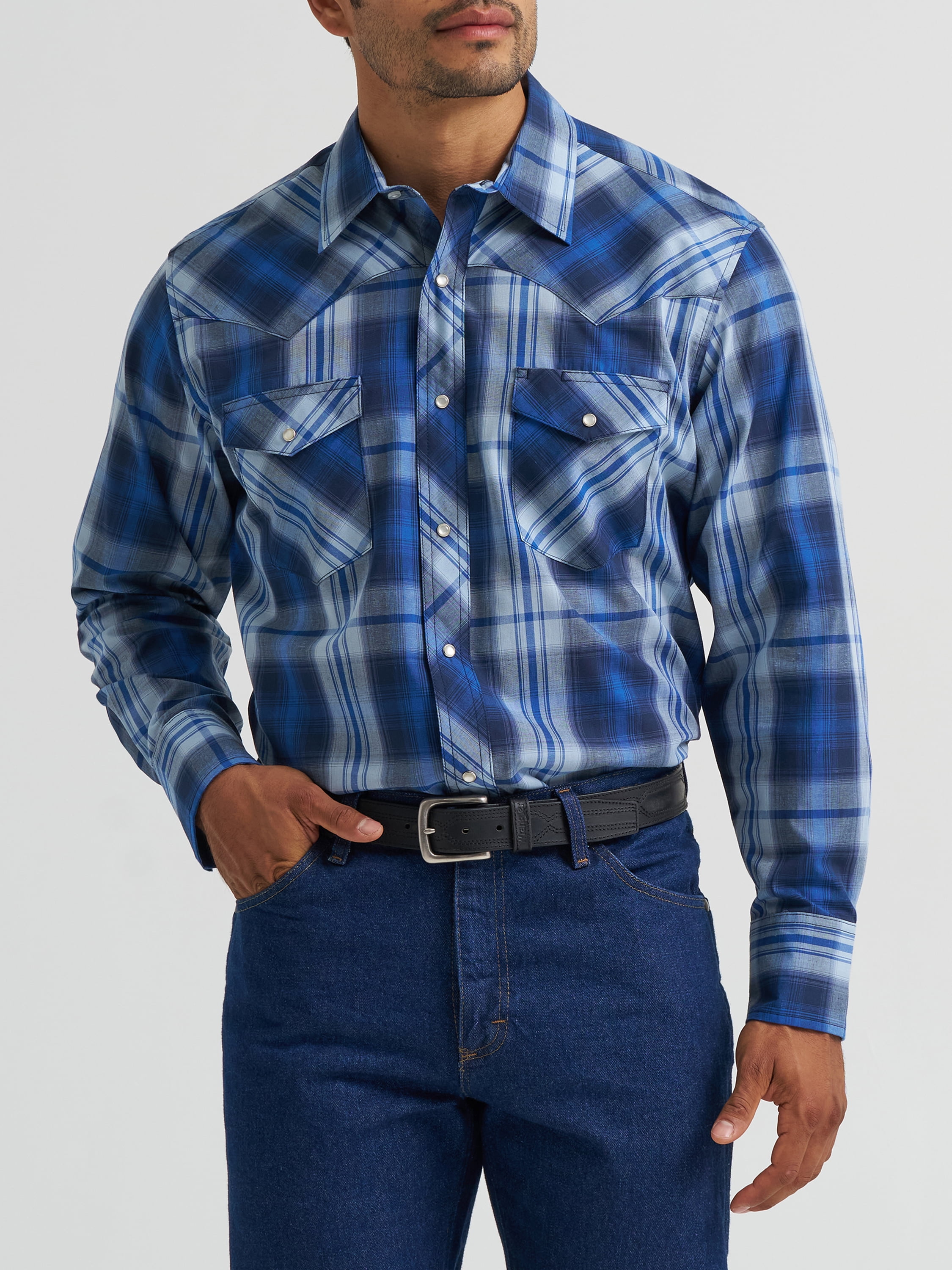 Wrangler® Men's and Big Men's Regular Fit Long Sleeve Western Shirt, Sizes S-5XL