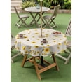 thumbnail image 3 of Outdoor Tablecloth with Umbrella Hole and Zipper, Sunflower Bees Round Table Cloth 54 Inch Waterproof Tablecloth, Spring Summer Farmhouse Floral Beige Burlap Picnic Table Cover for Patio Camping, 3 of 7