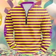 thumbnail image 2 of Chandail en Molleton Sans Capuche pour Hommes pour Mode Urbaine Décontracté Quotidien avec Design à Demi-Fermeture Éclair à Rayures de Carnaval, Manches Longues, Col Rond, Haut Athlétique, 2 of 3
