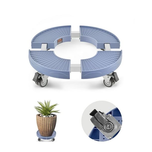 VEVOR - Carretilla para basura con 4 ruedas bloqueables, capacidad de 200 kg, base redonda con ruedas, ajustable de 38 a 58 cm, resistente, carrito para plantas, carrito rodante multifuncional