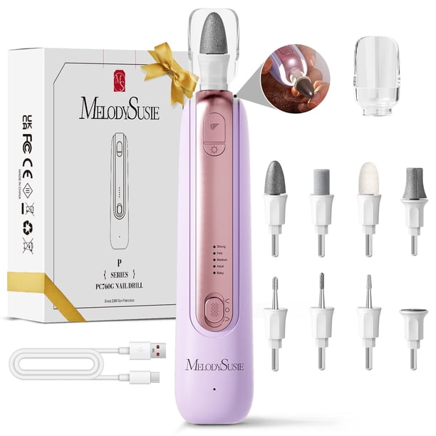 Kit de manicura y pedicura MelodySusie PC760G, taladro eléctrico para uñas