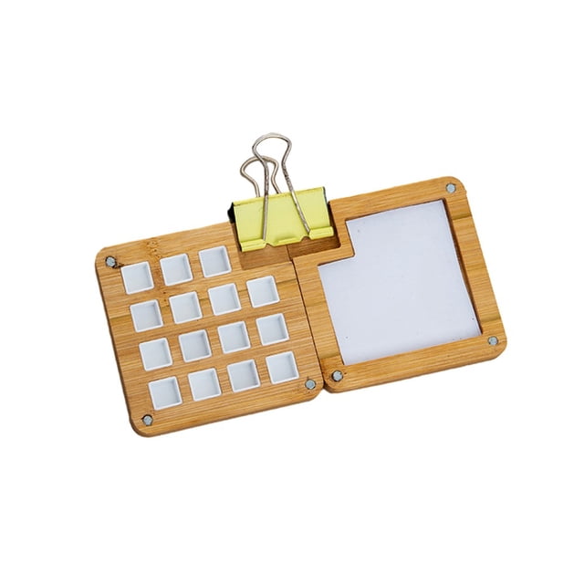 BUYISI 15 Grids Water Color For Palette ,Wood For Palette Tray - Portable And Foldable A-With Clips