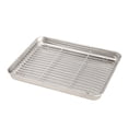 thumbnail image 4 of Premium Large Rectangular Stainless Steel Oil-Draining Tray with 430 Plate & 304 Rack - Multi-Functional for Frying, Grilling, Fruit Serving - Rust-Resistant, Easy to Clean - Ideal for Home, Outdoor,, 4 of 6