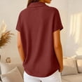 thumbnail image 5 of Stichou Polo Shirts for Women Short Sleeve Button Waffle Knit Golf Tee Cotton Business Casual 2026 Summer Work Tops Wine 3XL, 5 of 7