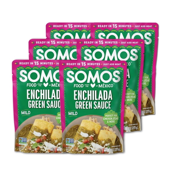 SOMOS Green Enchilada Sauce - Authentic Mexican Flavor & Trusted Quality – Gluten Free, Non-GMO & Vegan - Perfect for Enchiladas, Chip Dip | 8 oz Pouches (Pack of 6)