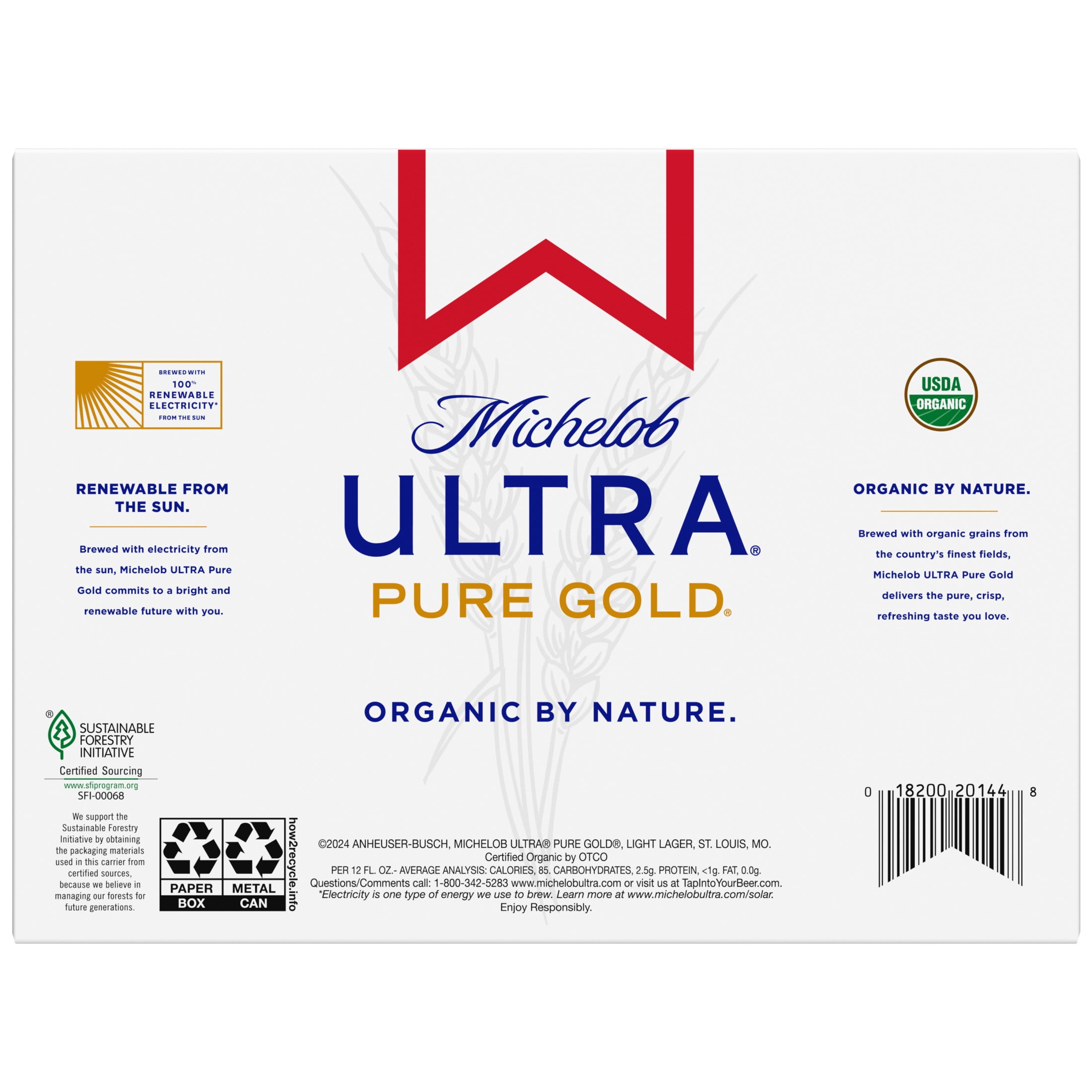 Michelob ULTRA Pure Gold Organic American Lager Beer 12 pack 12 fl oz Aluminum Cans 3.8% ABV