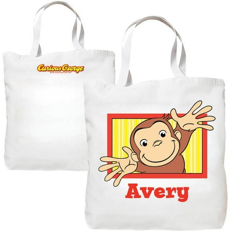 Fashion Polka Dot Tote - Personalized Curious George Pick Me Up Polka Dots Tote Bag